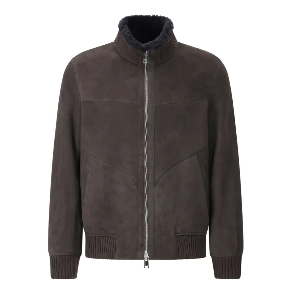 Luxuriöse Shearling-Lederjacke