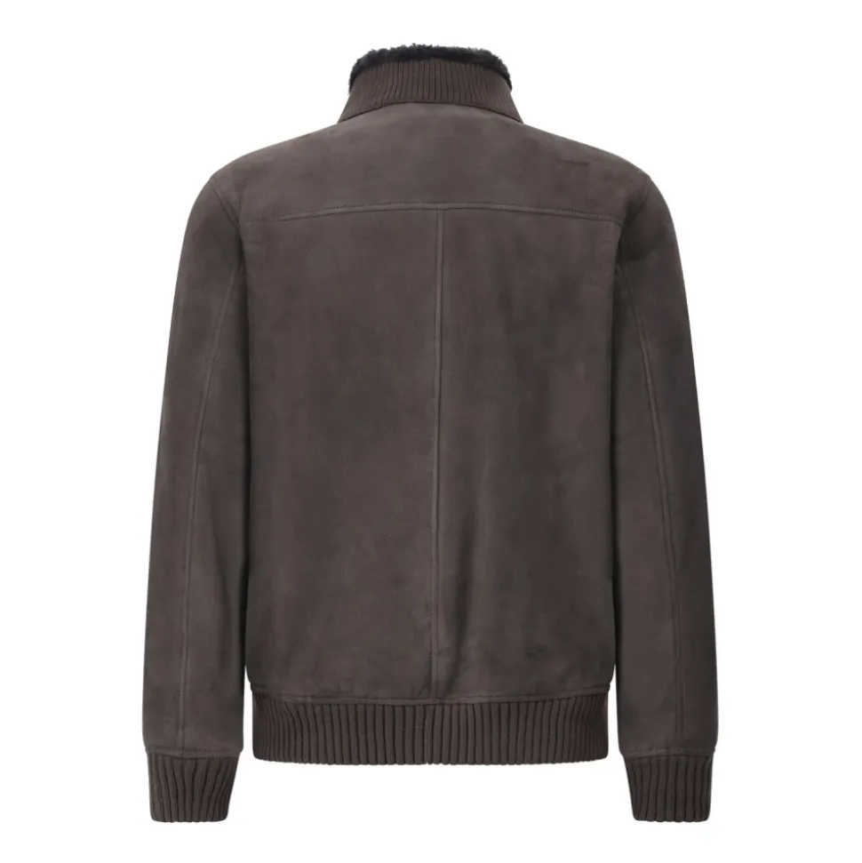 Luxuriöse Shearling-Lederjacke