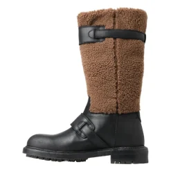 Luxuriöse Shearling-Leder-Langstiefel