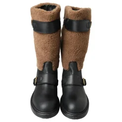 Luxuriöse Shearling-Leder-Langstiefel