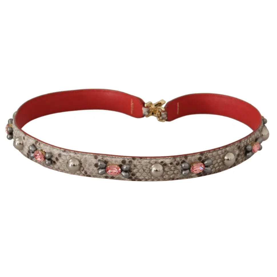 Luxuriöser Python Leder Taschengurt in Beige
