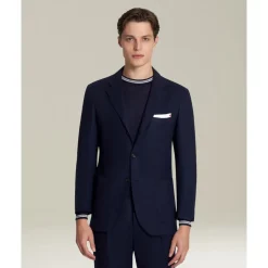 Marineblaue Wolljacke