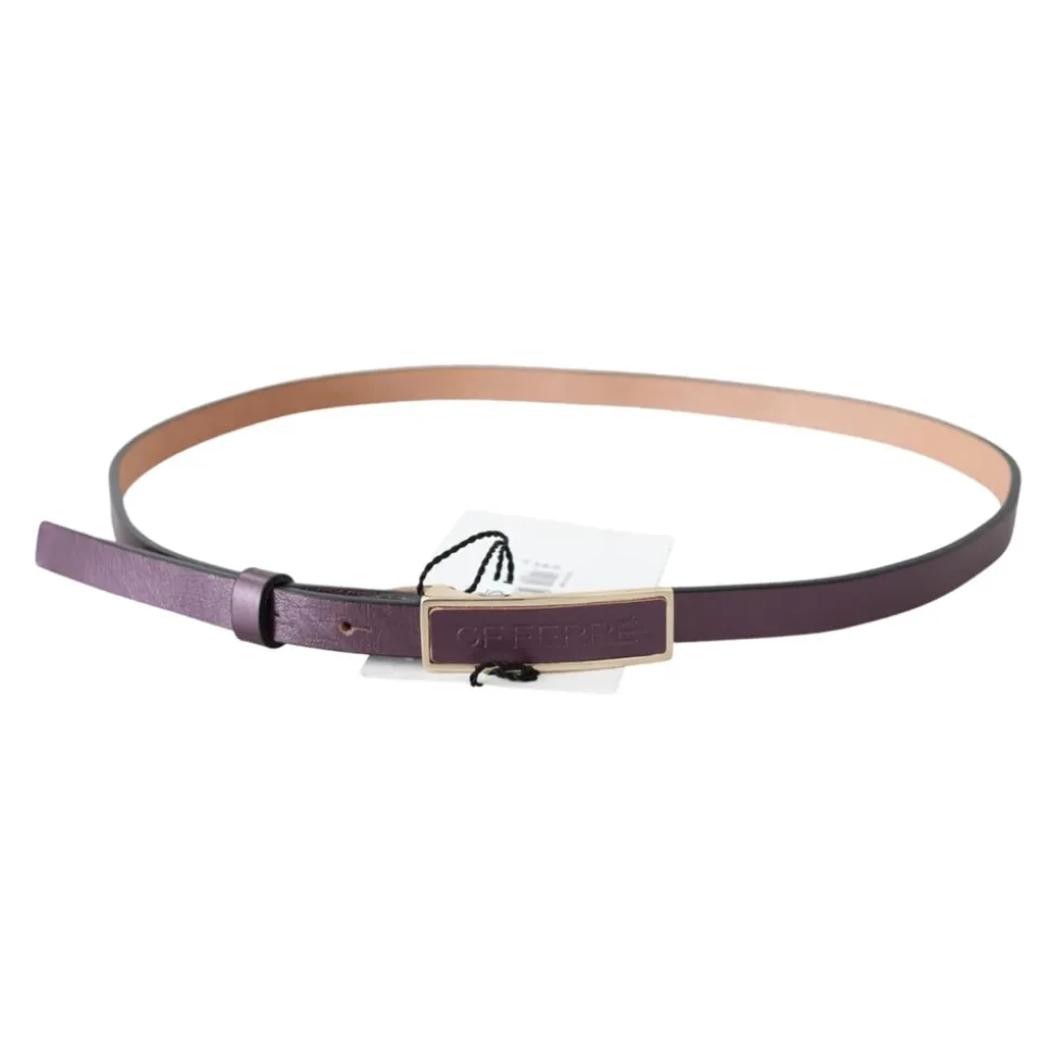 Maroon Ledergürtel mit Goldfarbener Hardware
