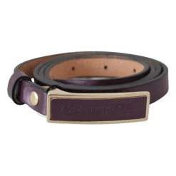 Maroon Ledergürtel mit Goldfarbener Hardware