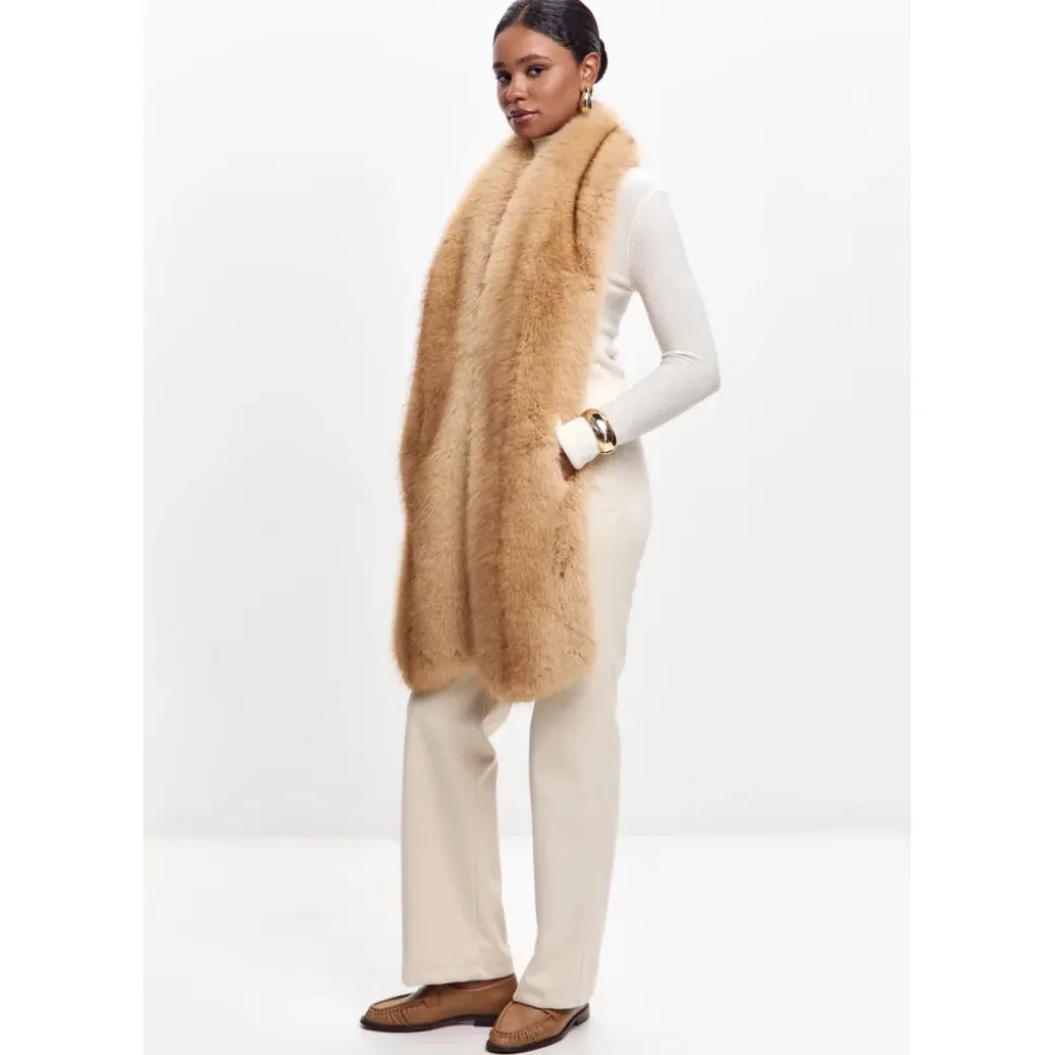 Maxi Kunstpelz Schal - Sand Beige
