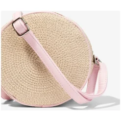Mädchen Beige Strohschultertasche