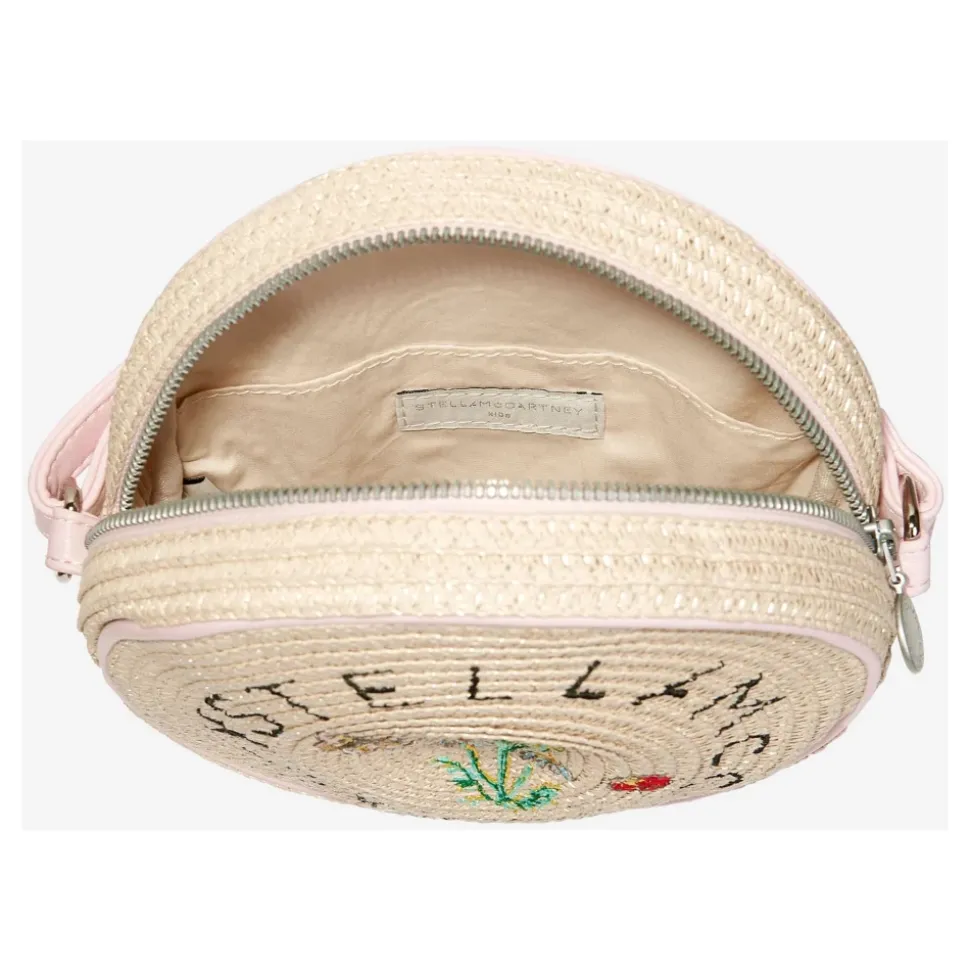 Mädchen Beige Strohschultertasche