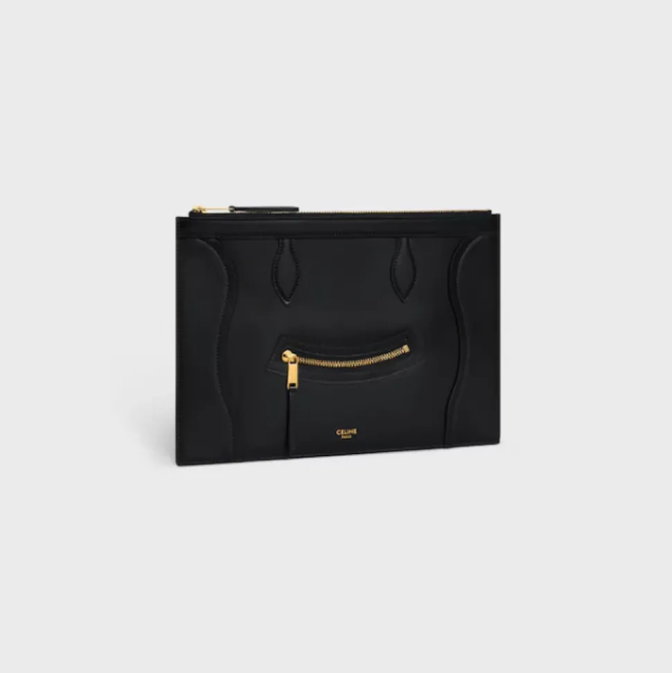 Medium Pouch aus glänzendem Kalbsleder