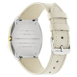 Mehrschichtige Goldene Messing Zifferblatt mit Weißem Lederarmband