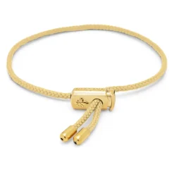 Men's Beige String Bracelet with Adjustable Gold Lock