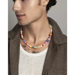 Men's Berry Pearl Necklace with Assorted Beads