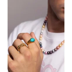 Men's Cross Band Ring with Gold Plating
