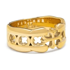 Men's Cross Band Ring with Gold Plating