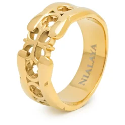 Men's Cross Band Ring with Gold Plating