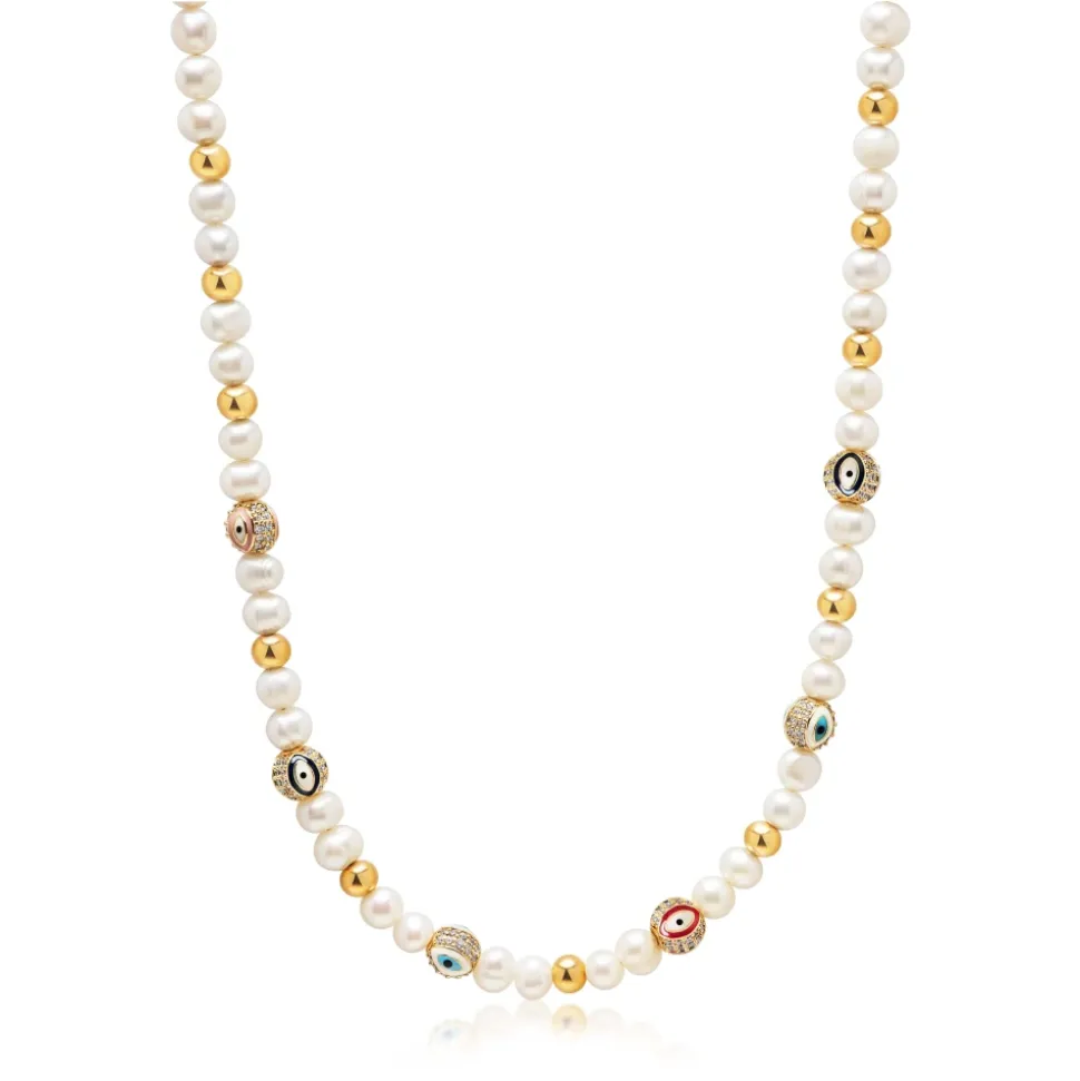 Men's Evil Eye Pearl Necklace