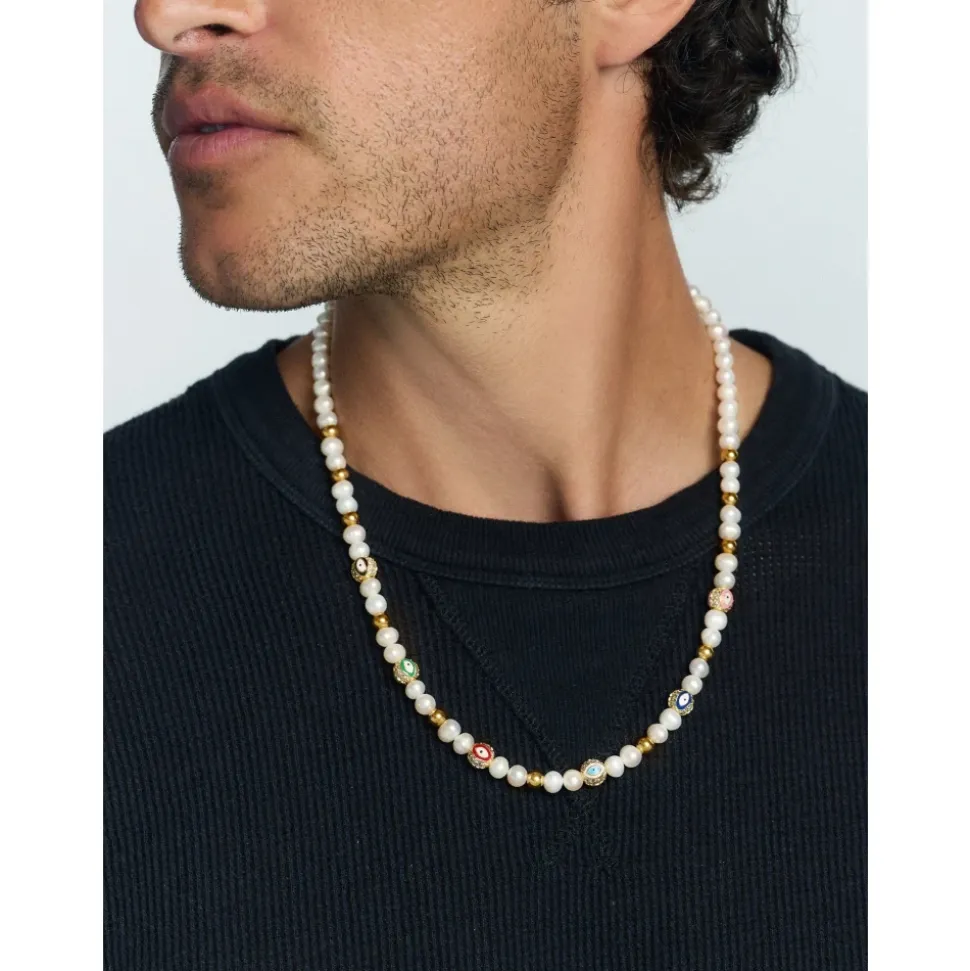 Men's Evil Eye Pearl Necklace