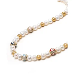 Men's Evil Eye Pearl Necklace
