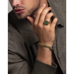Men's Gold Signet Ring with African Turquoise