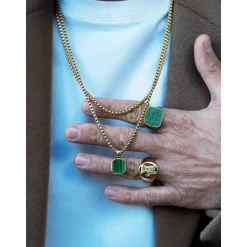 Men's Gold Signet Ring with African Turquoise
