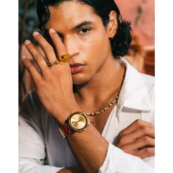 Men's Gold Signet Ring with Brown Tiger Eye
