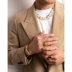 Men's Gold Signet Ring with Brown Tiger Eye