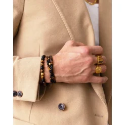 Men's Gold Signet Ring with Brown Tiger Eye