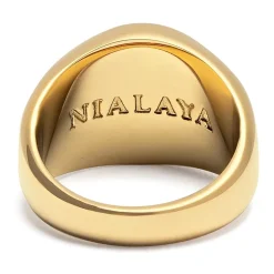 Men's Gold Signet Ring with Pearl Dome