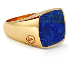 Men's Gold Signet Ring with Blue Lapis