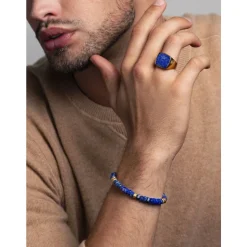 Men's Gold Signet Ring with Blue Lapis