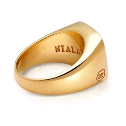 Men's Gold Signet Ring with Blue Lapis