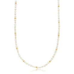 Men's Mini Pearl Necklace with Gold Plating
