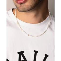 Men's Mini Pearl Necklace with Gold Plating