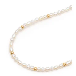 Men's Mini Pearl Necklace with Gold Plating