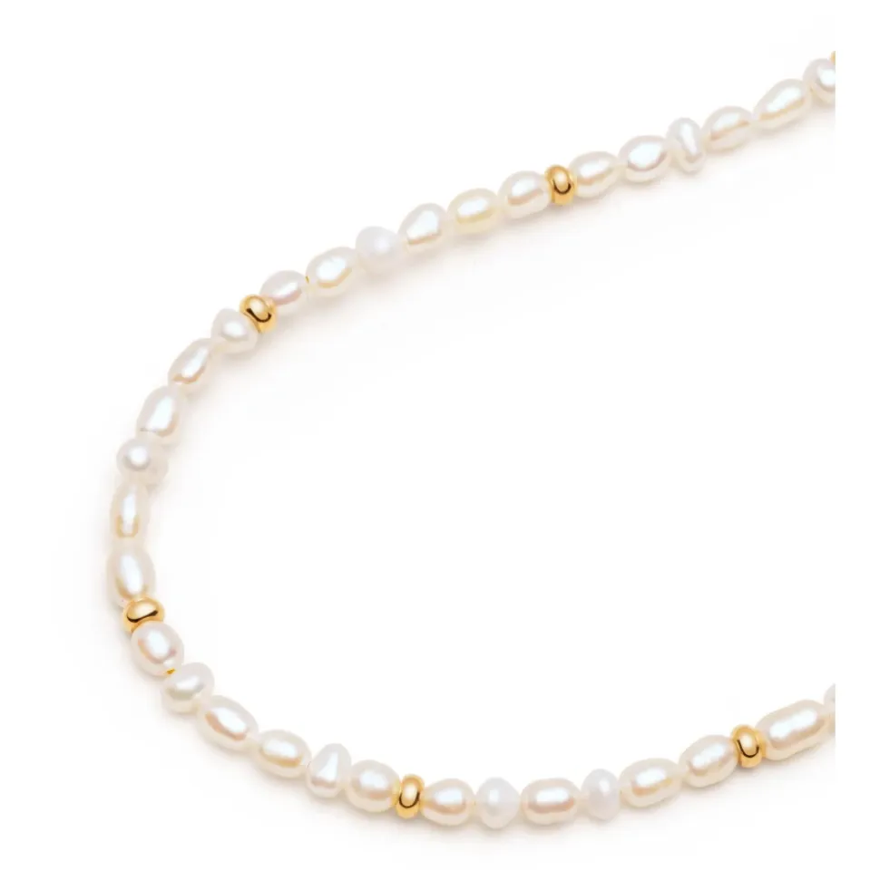 Men's Mini Pearl Necklace with Gold Plating