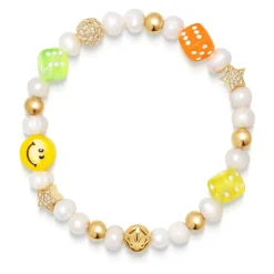 Men's Pair of Dice Pearl Bracelet