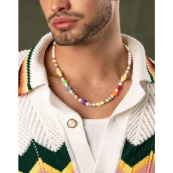 Men's Pair of Dice Pearl Necklace