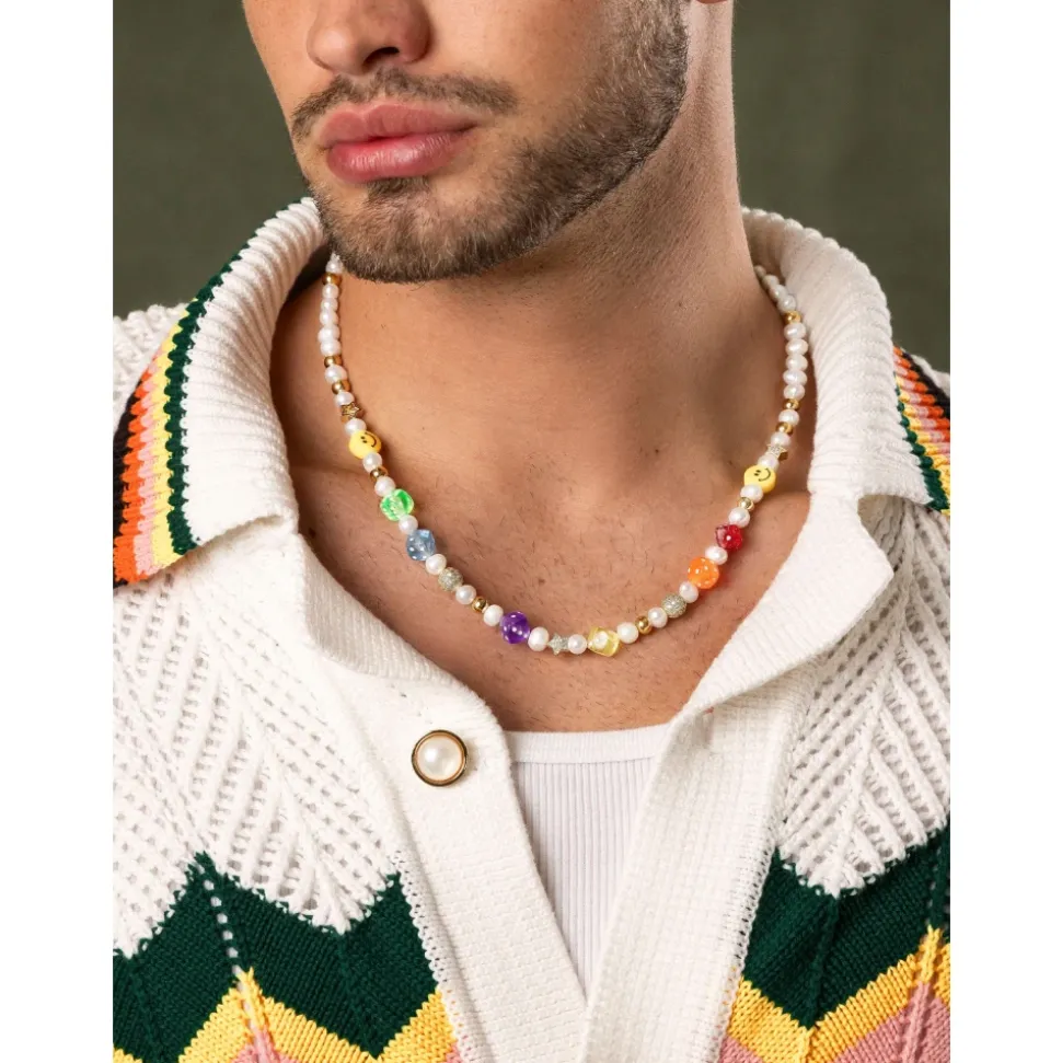 Men's Pair of Dice Pearl Necklace
