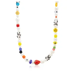 Men's Panda Pearl Necklace with Assorted Beads