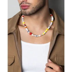 Men's Panda Pearl Necklace with Assorted Beads