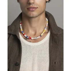 Men's Panda Pearl Necklace with Assorted Beads