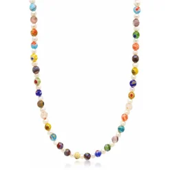 Men's Pearl Necklace with Hand-Painted Glass Beads