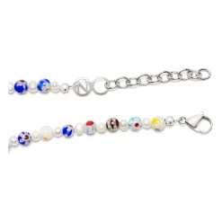 Men's Pearl Necklace with Hand-Painted Glass Beads