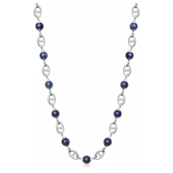 Men's Silver Mariner Chain with Blue Lapis
