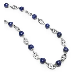Men's Silver Mariner Chain with Blue Lapis
