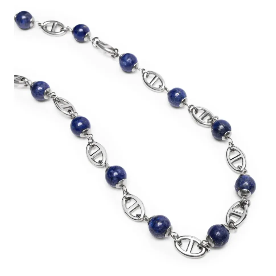 Men's Silver Mariner Chain with Blue Lapis