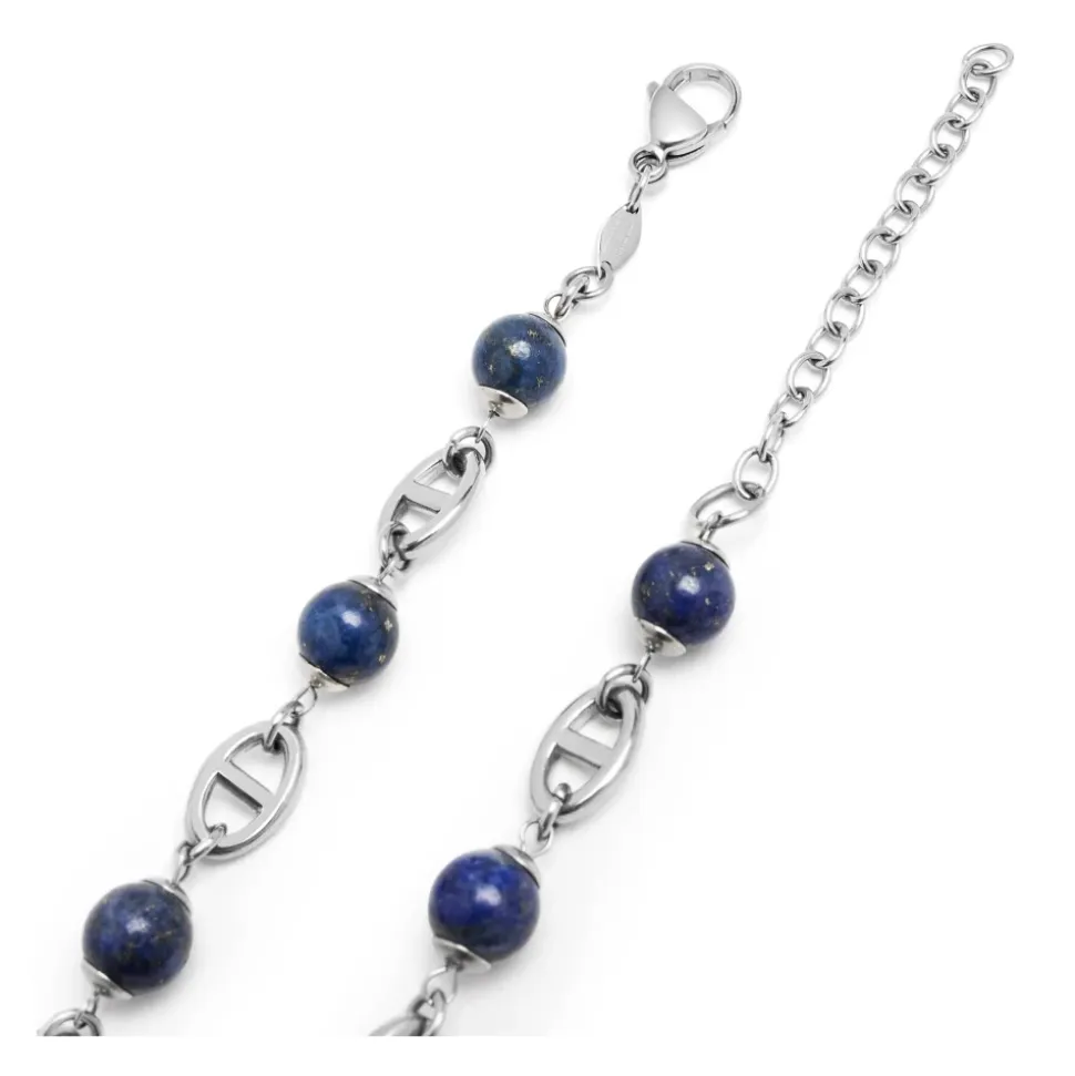 Men's Silver Mariner Chain with Blue Lapis