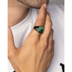 Men's Silver Signet Ring with African Turquoise