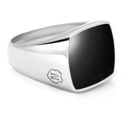 Men's Silver Signet Ring with Onyx