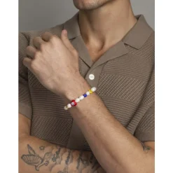 Men's Smiley Face Pearl Bracelet