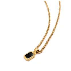 Men's Sterling Silver Necklace with Two-in-One Malachite & Black Onyx Pendant